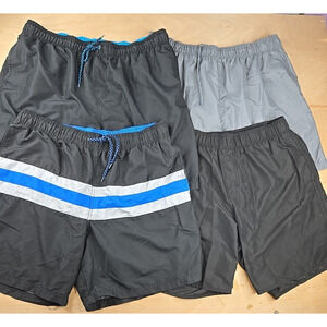 Free Country George Faded Glory Mens XL Stretch Tie Waist Lined Swim Trunks X4